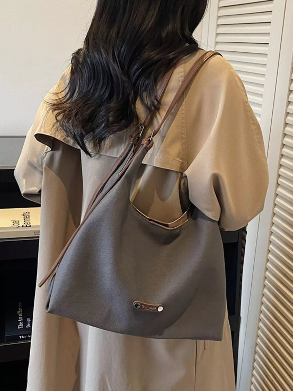 Shoulder Bag with Leather Straps