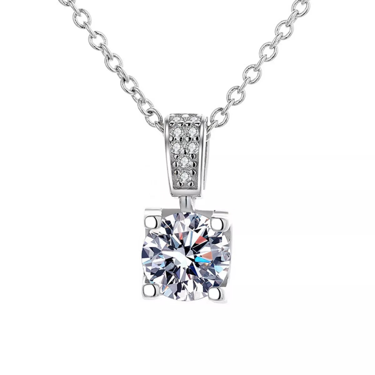 1 Carat Moissanite 925 Sterling Silver Necklace