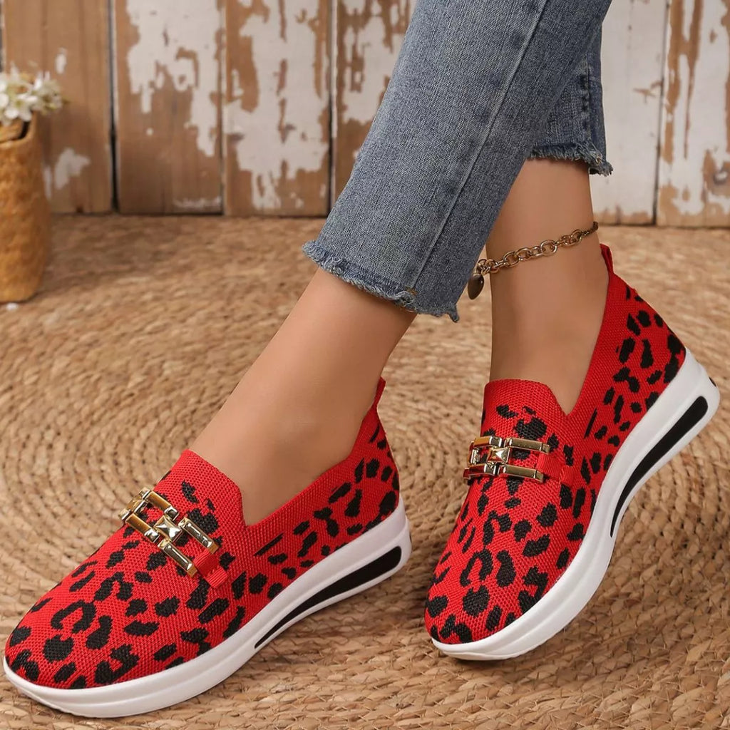 Leopard Mesh Slip-Ons