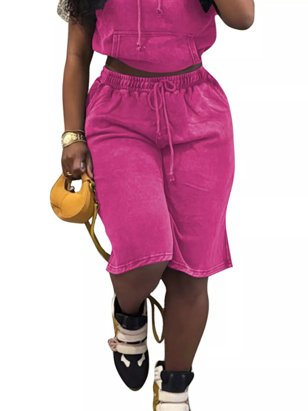 Hooded Crop Top and Shorts Set