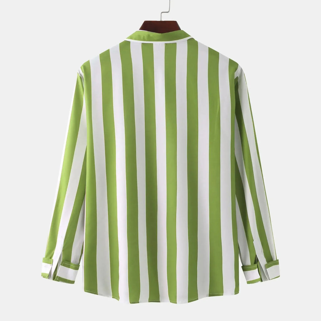 Men's Striped Button-Down Long Sleeve Shirt