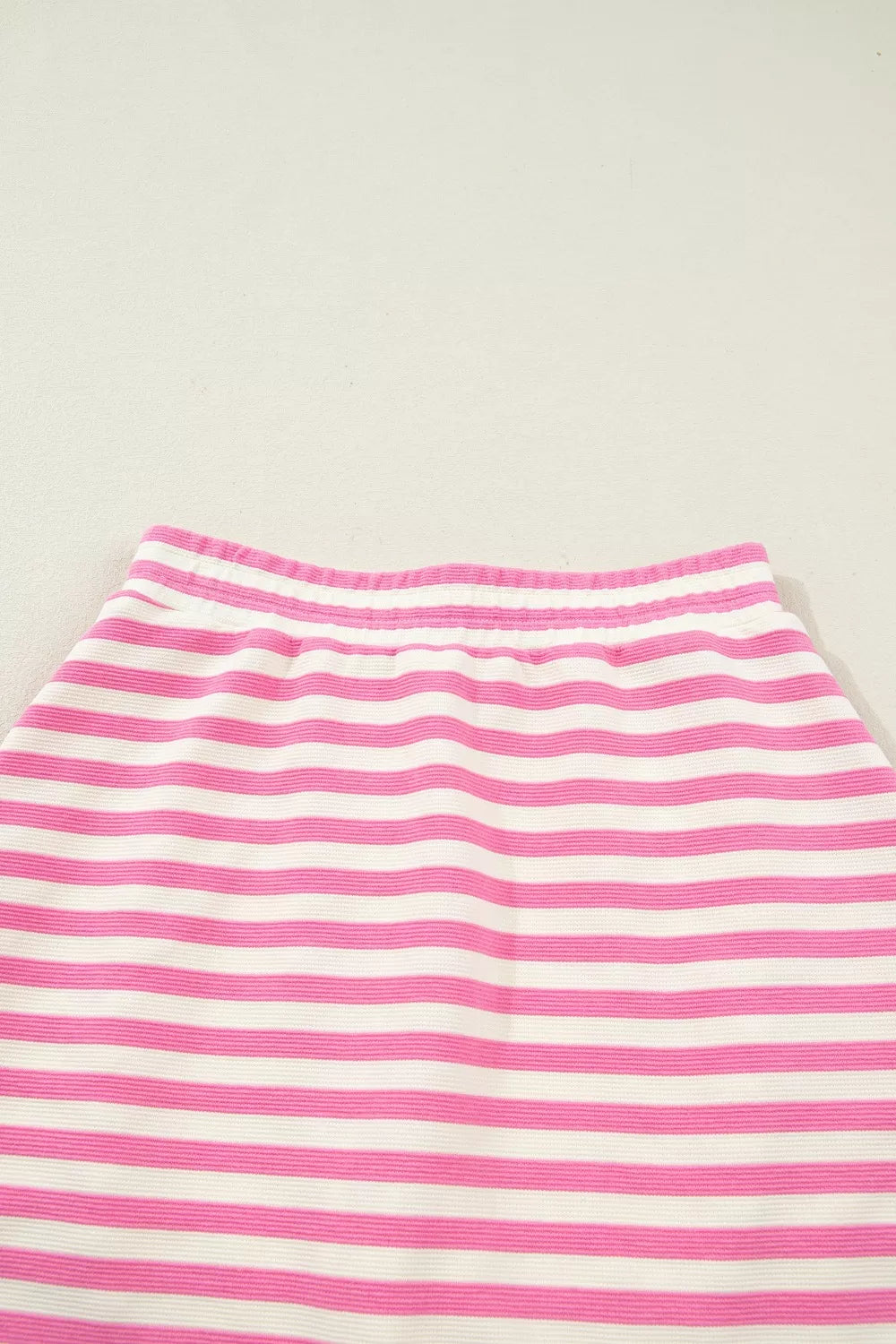 Half Zip Striped Sleeveless Top and Skirt Set