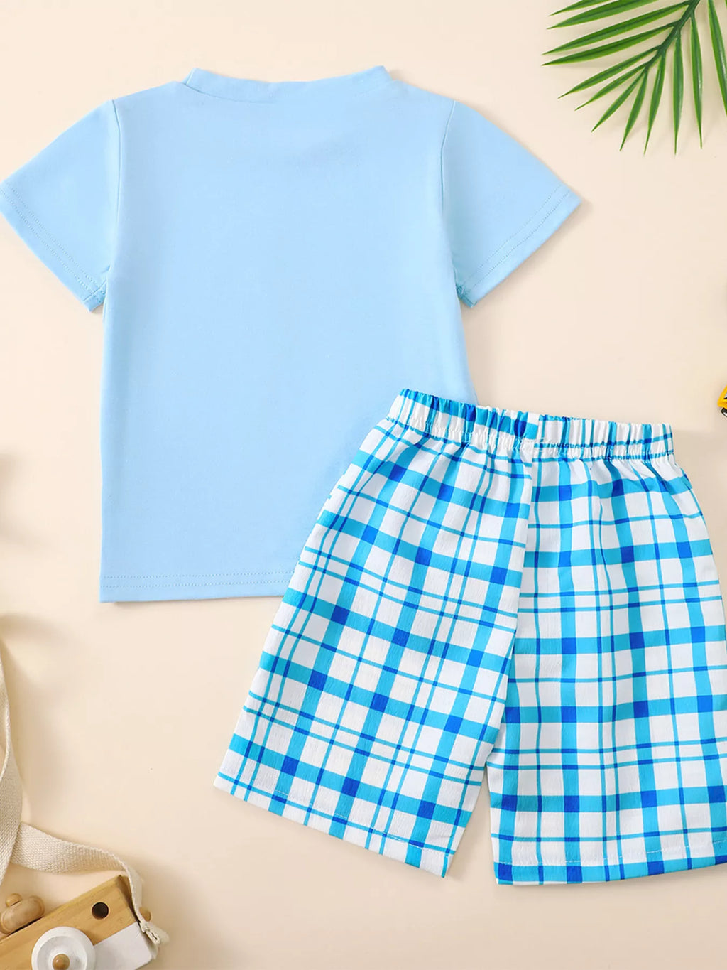 Children's Embroidered Round Neck Tee and Shorts Set