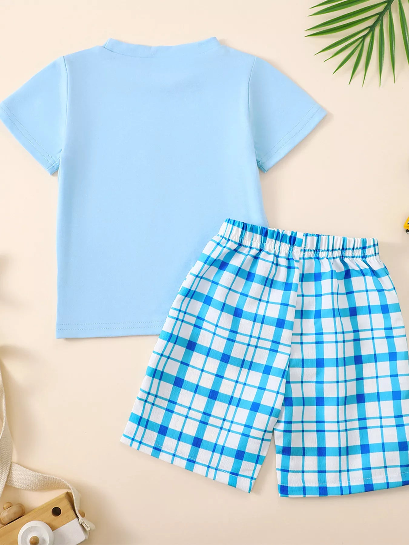 Children's Embroidered Round Neck Tee and Shorts Set