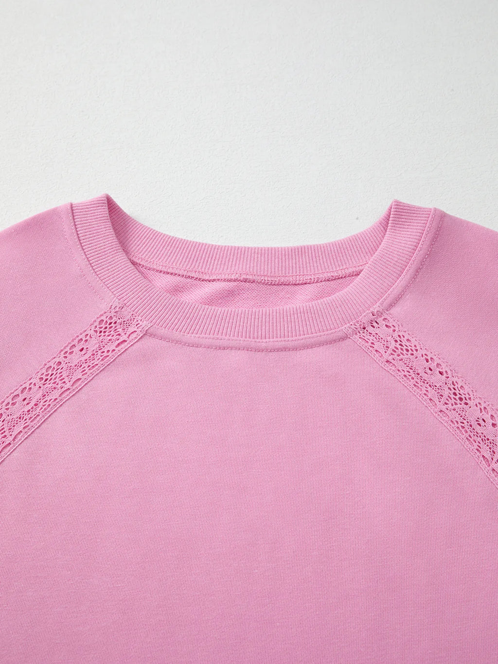 Lace Patched Raglan Sleeve Loose Fit Sweatshirt