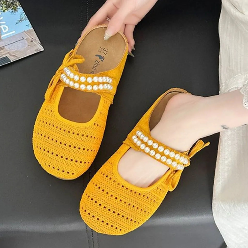 Hollow Out Round Toe Flat Slip-Ons