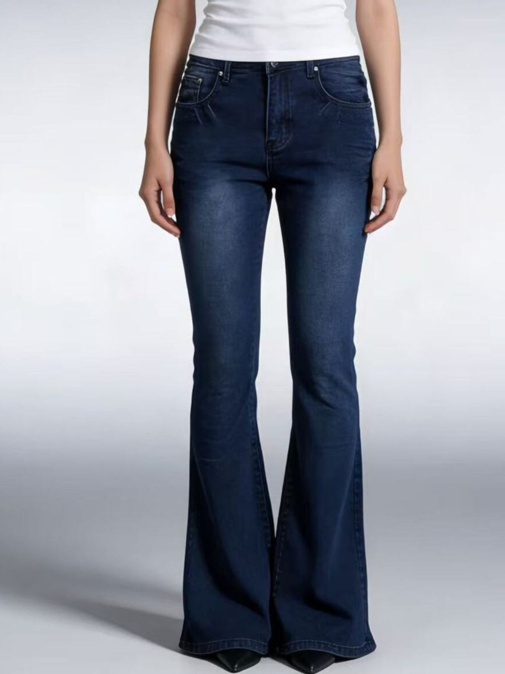 Full Size Vintage Wash High-Waisted Flare Jeans Plus Size
