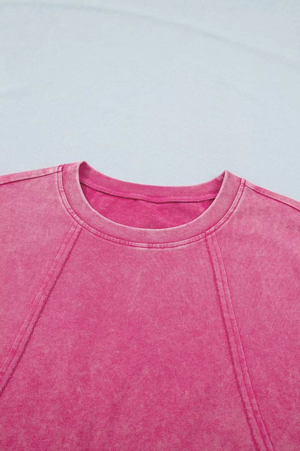 Mineral Wash Raw Seam Detail Lace Trim Cap Sleeve Top