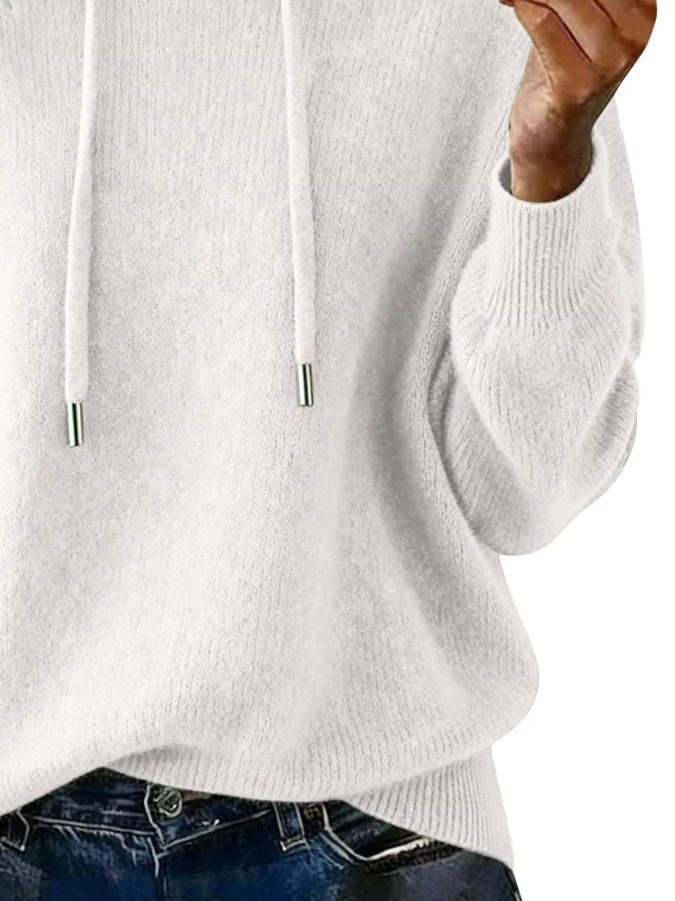 Drawstring Long Sleeve Hooded Sweater