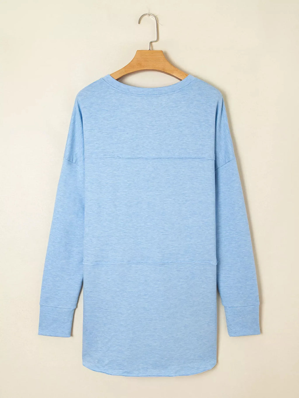 Notched Terry Long Sleeve Top