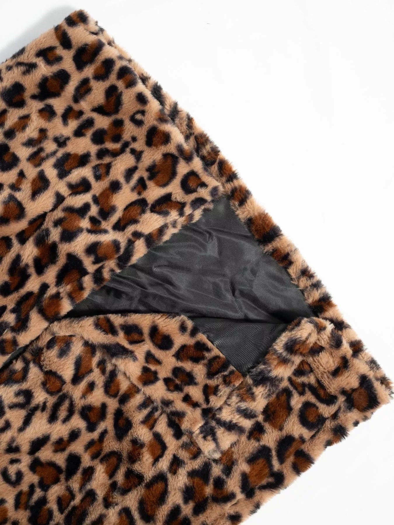 Leopard Print Faux Fur Longline Coat
