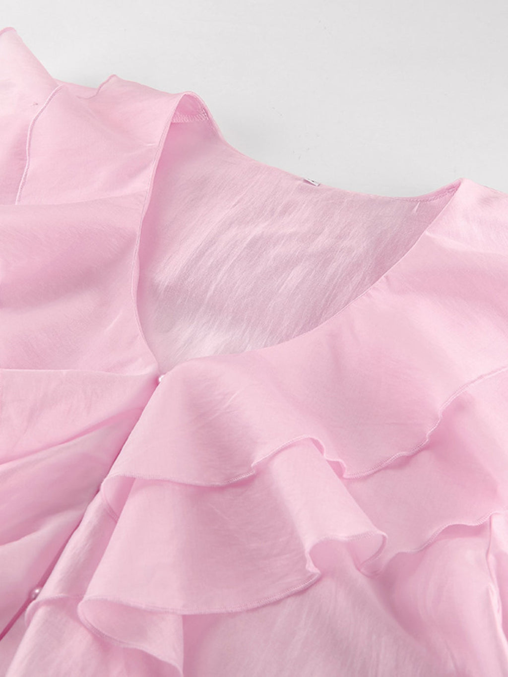 Ruffle Trimmed Long Sleeve Blouse