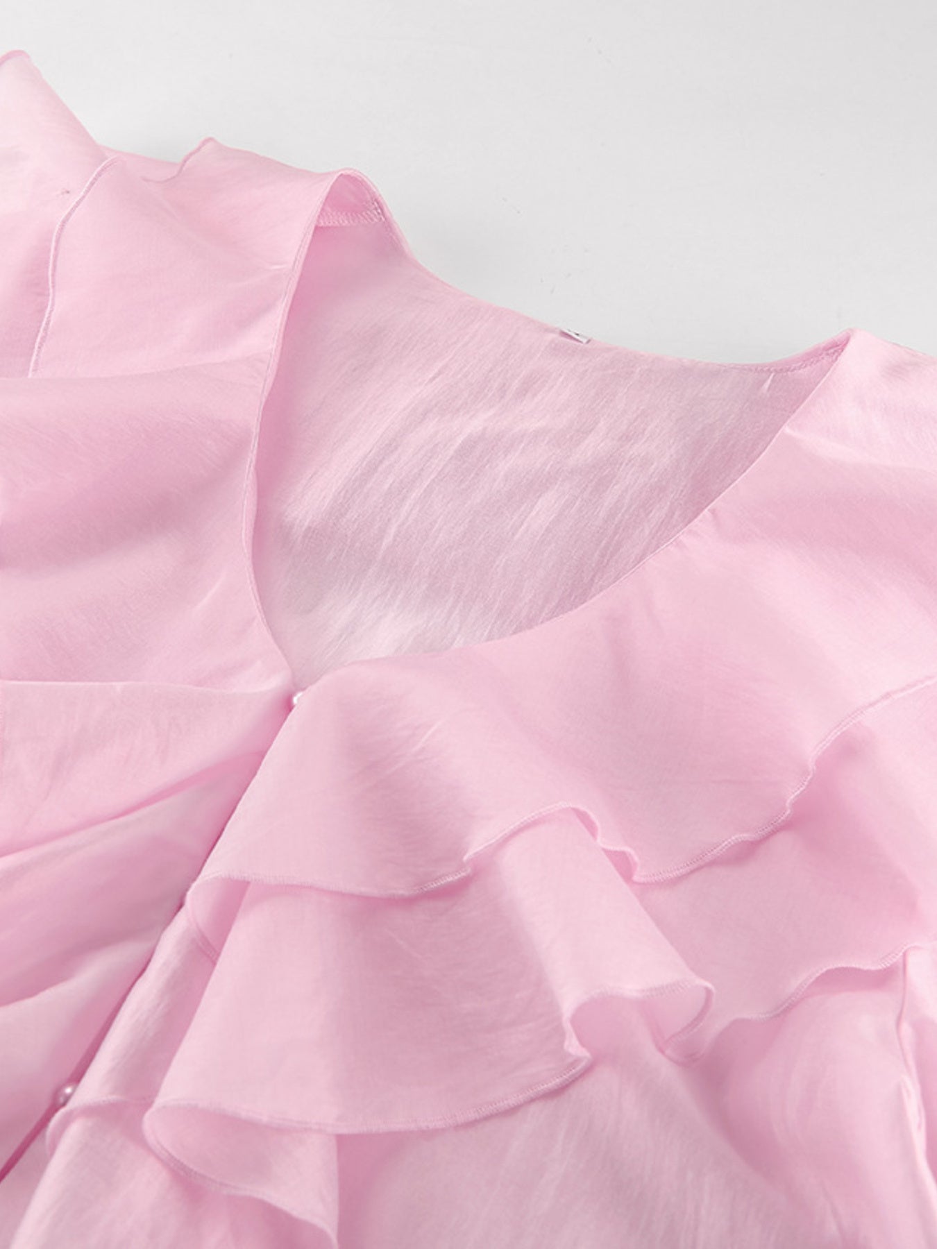 Ruffle Trimmed Long Sleeve Blouse