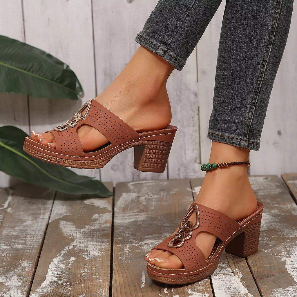 Open Toe Block Heel Sandals