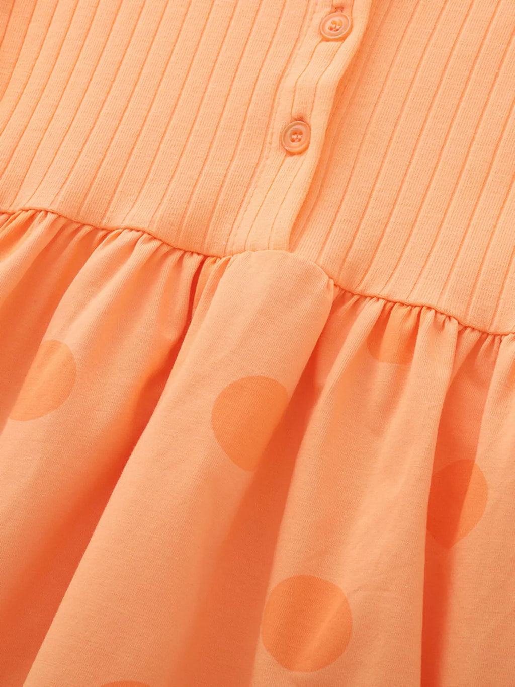 Children's Casual Ribbed Top Polka Dot Dress
