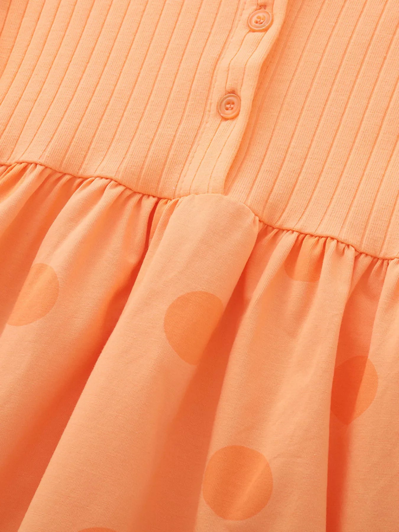 Children's Casual Ribbed Top Polka Dot Dress
