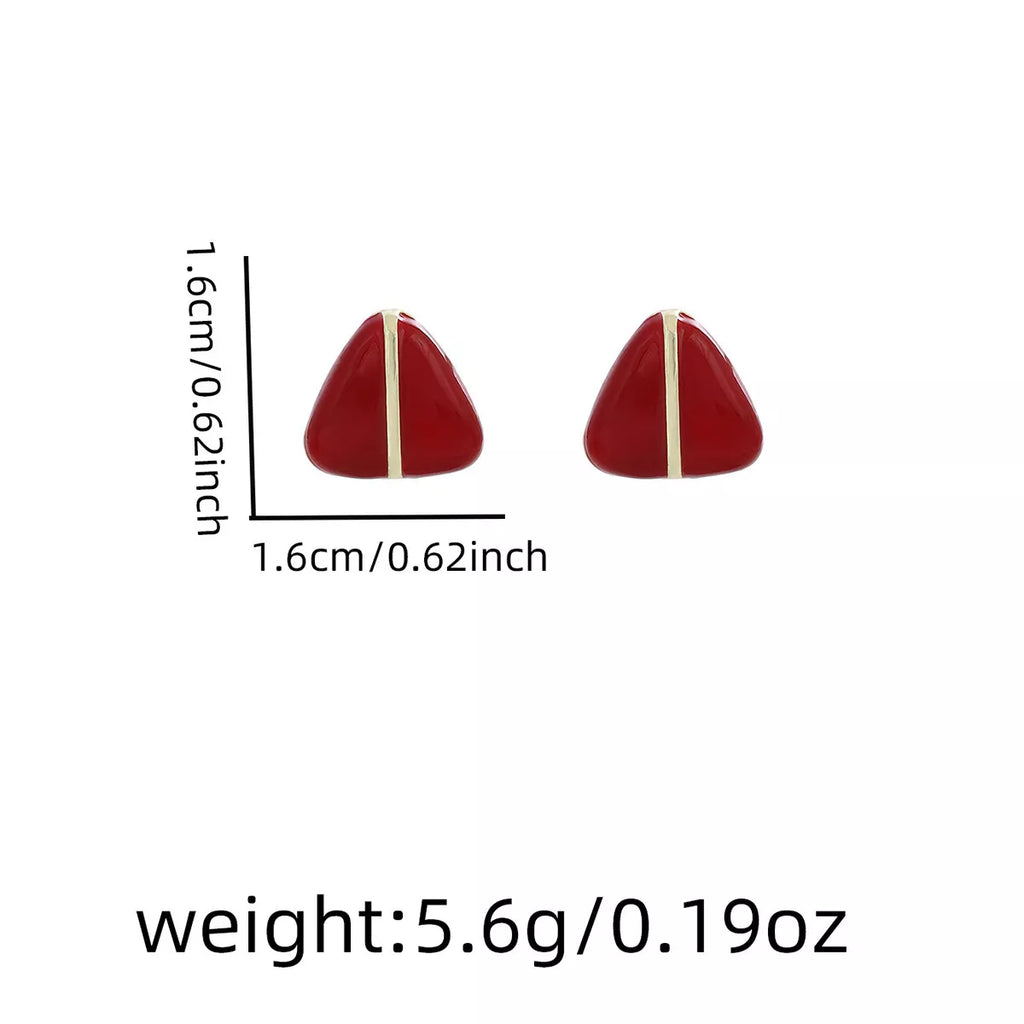 Geometric Triangle Stud Earrings with Gold Accent