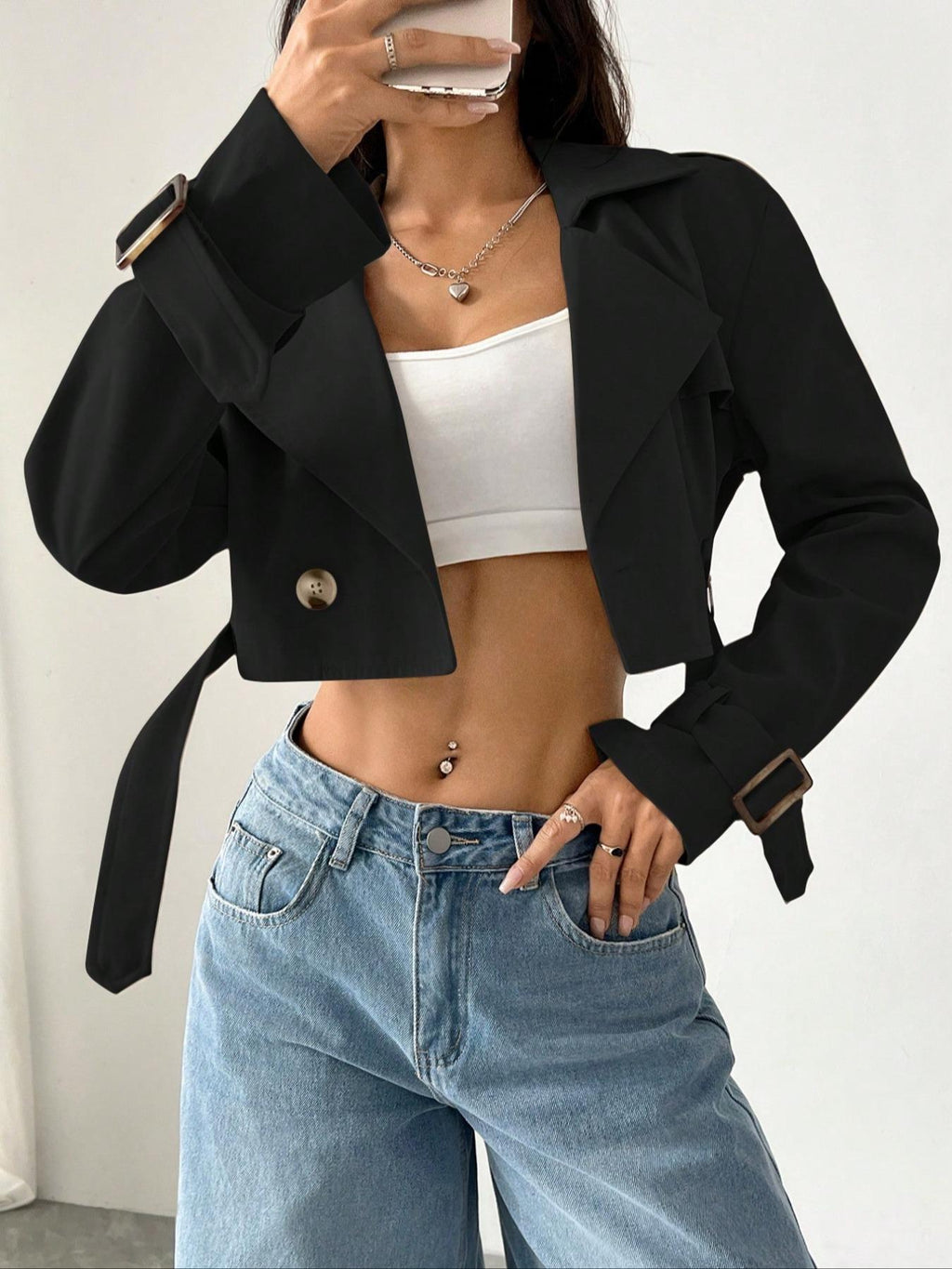 Double-Breasted Cropped Outerwear