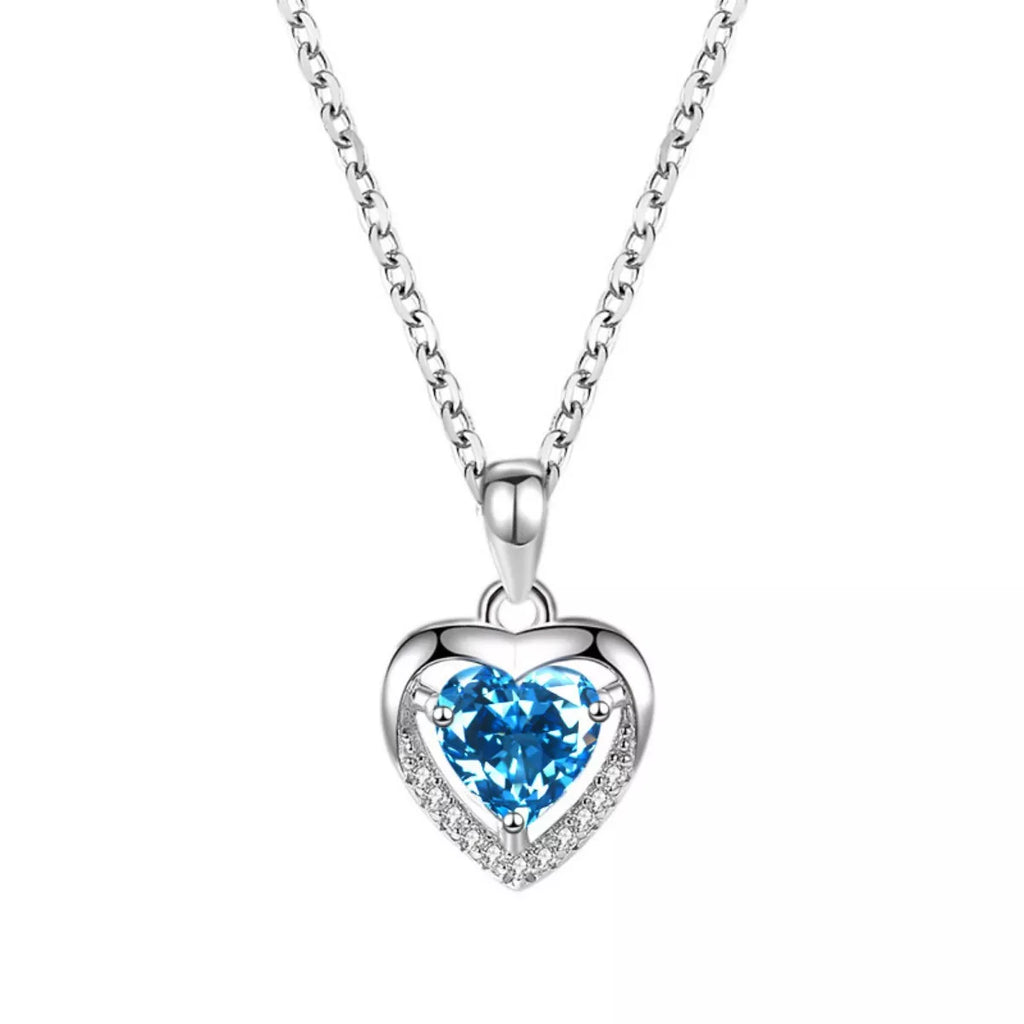 925 Sterling Silver Zircon Heart Necklace