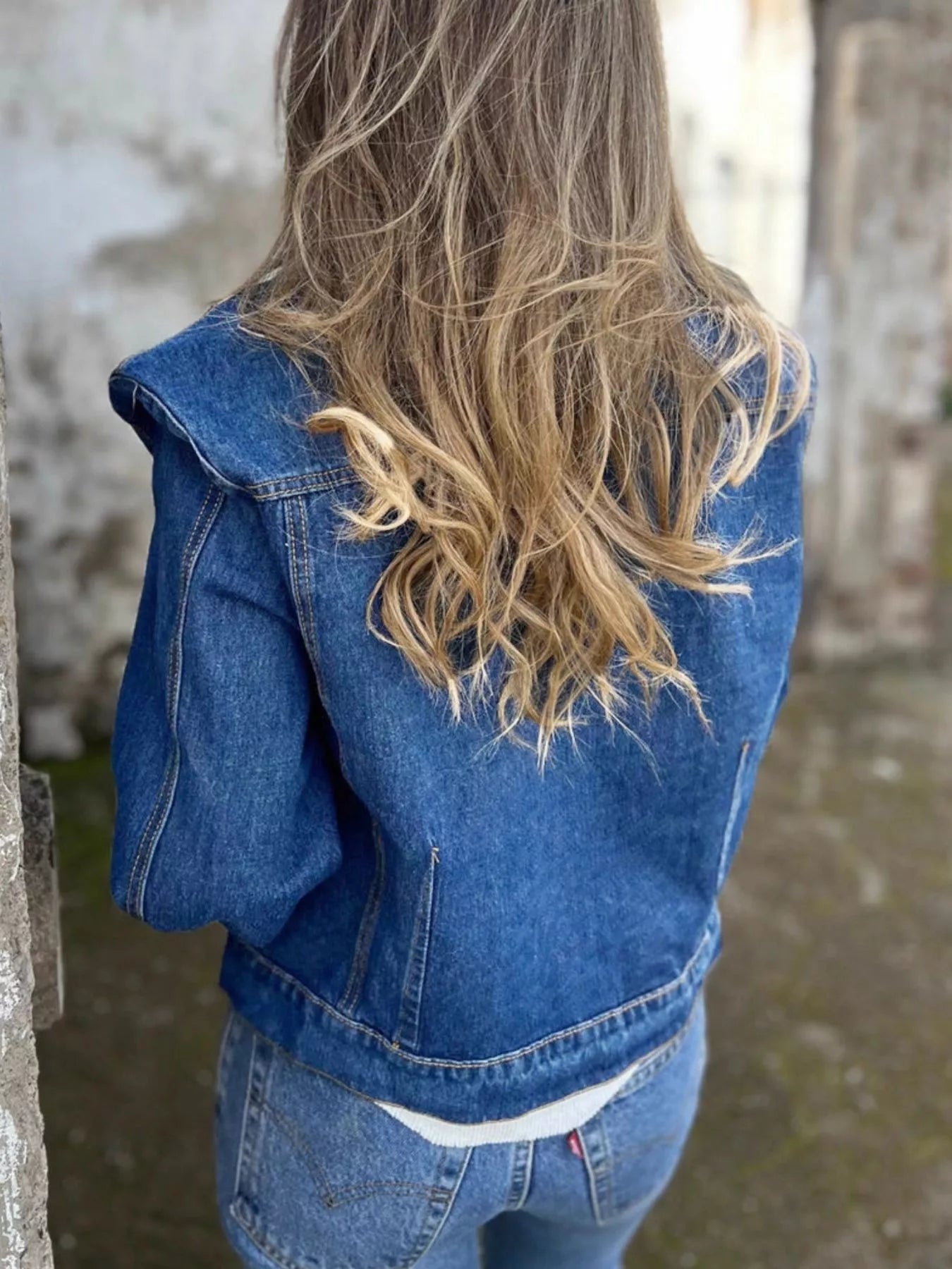Plus Size Button Up Chest Pockets Denim Jacket