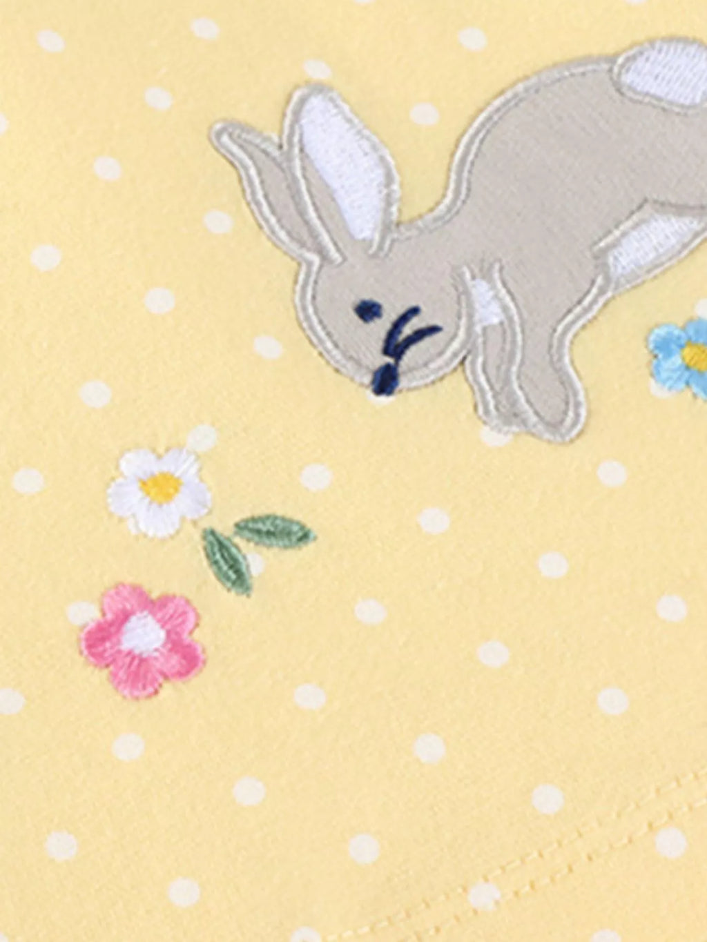 Children's Floral Bunny Embroidered Polka Dot Dress