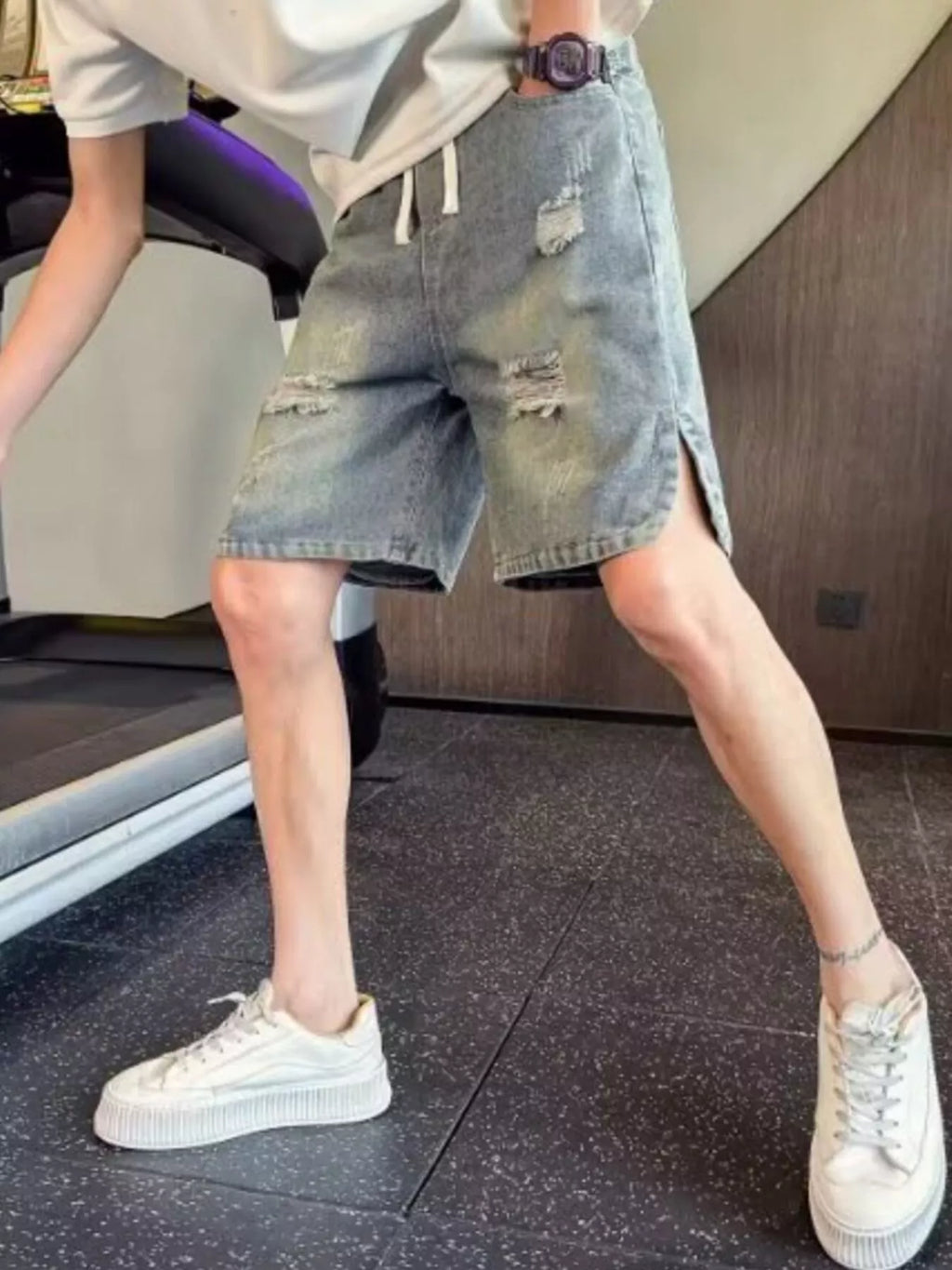 Men's Full Size Distressed Denim Shorts Plus Size