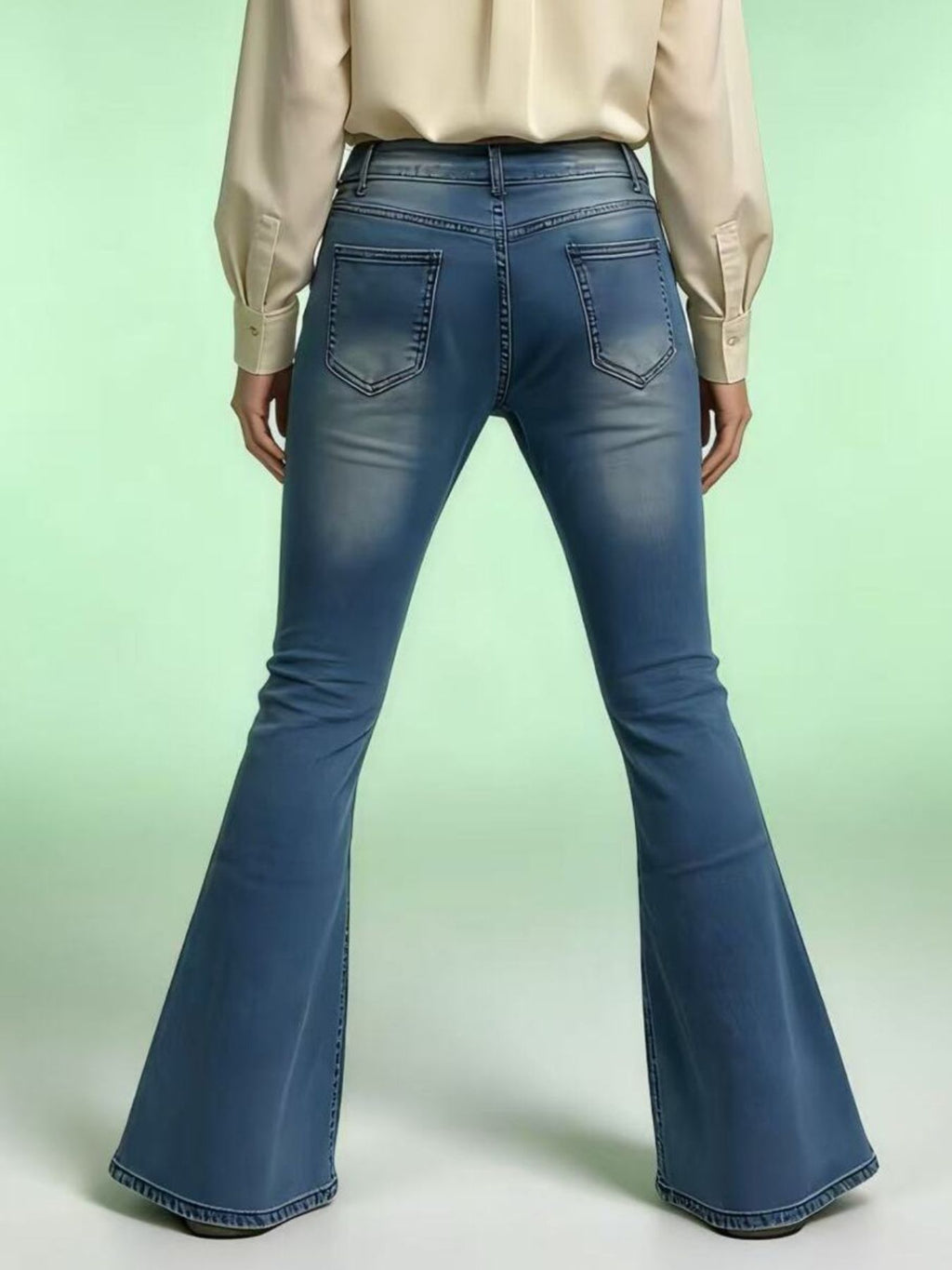 Full Size Vintage Wash High-Waisted Flare Jeans Plus Size