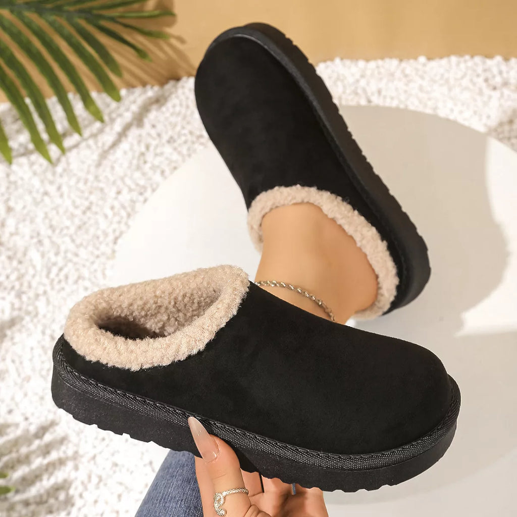 Plush Lined Round Toe Slippers