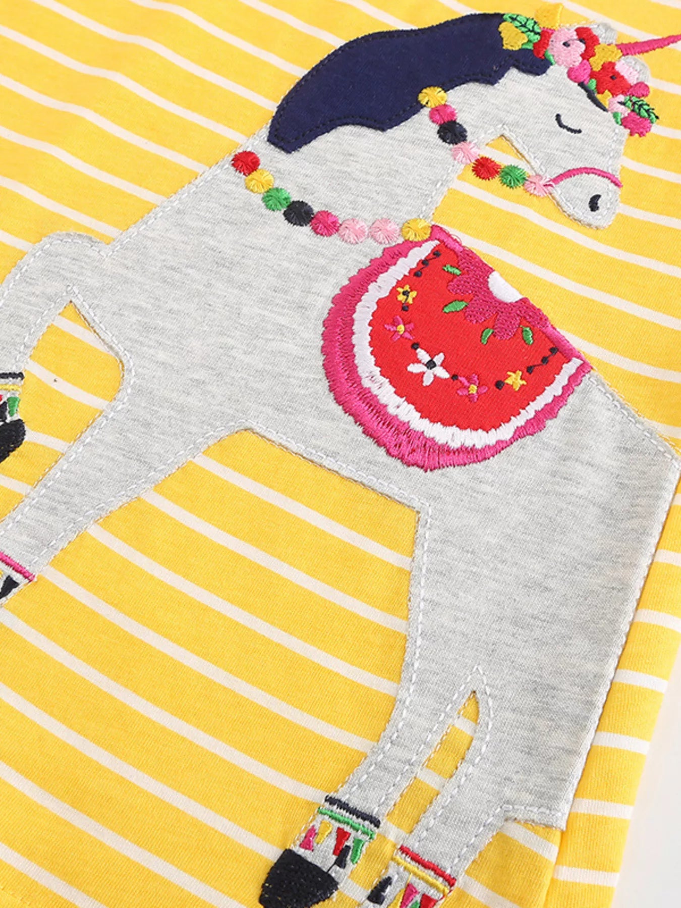 Children's  Striped Unicorn Applique Dress