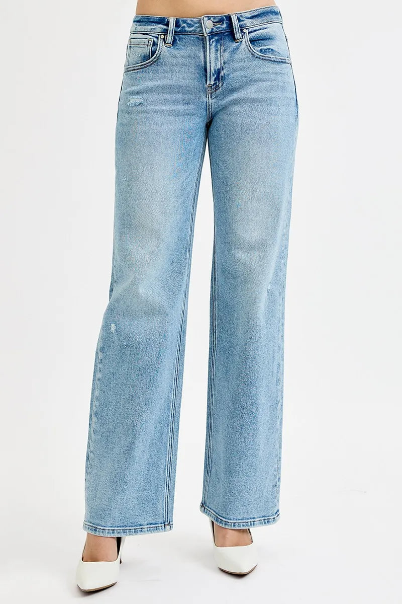 RISEN Full Size Low Rise Ankle Boyfriend Distressed Jeans Plus Size