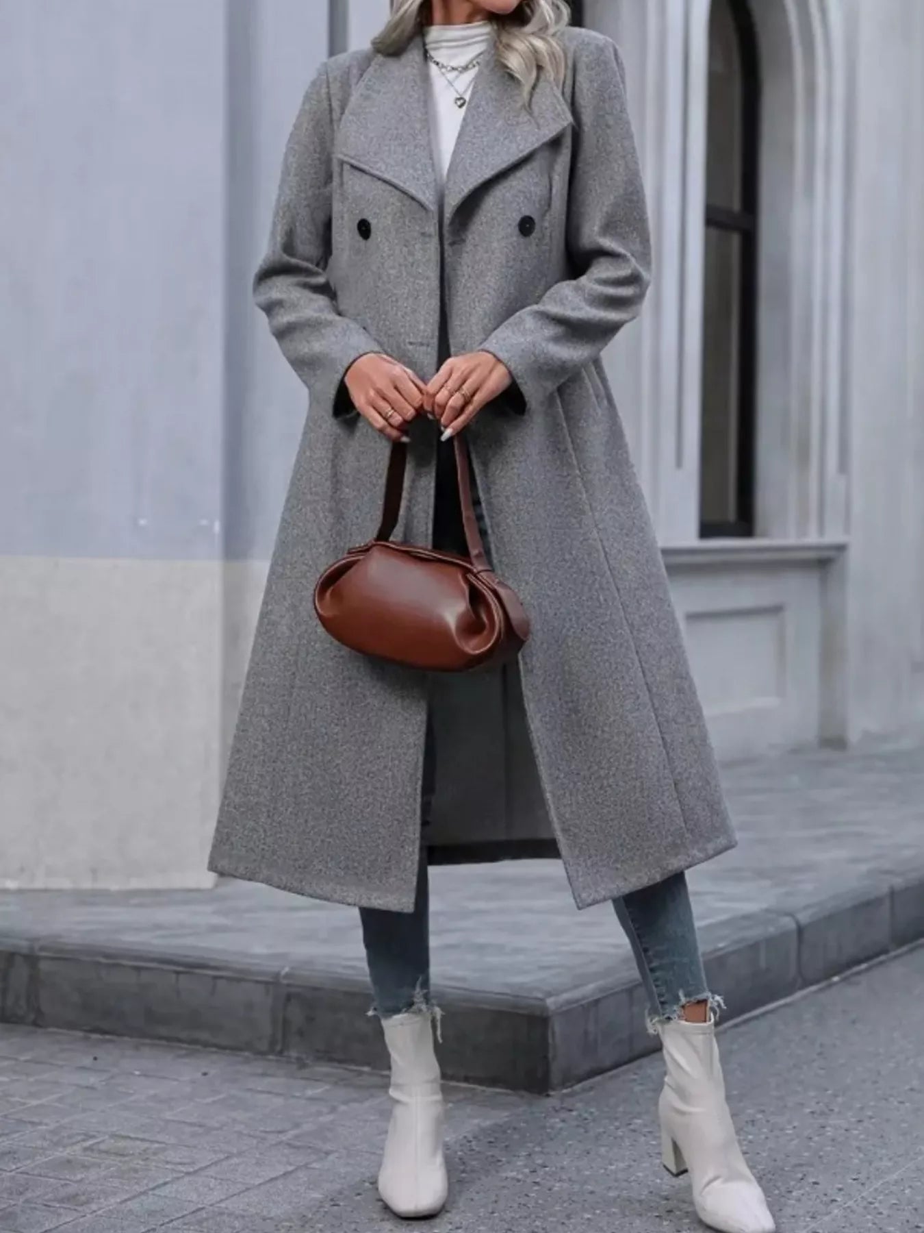 Double-Breasted Longline Overcoat