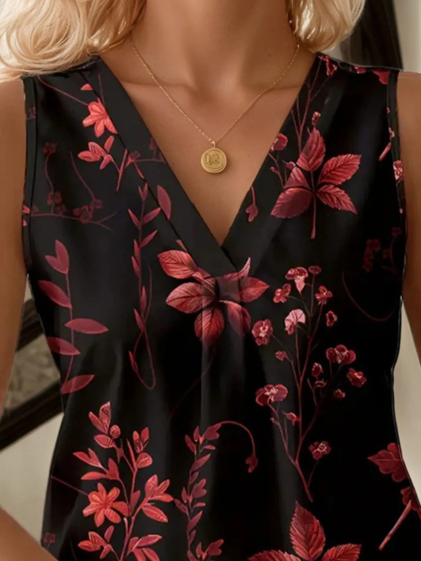 Printed V-Neck Tank