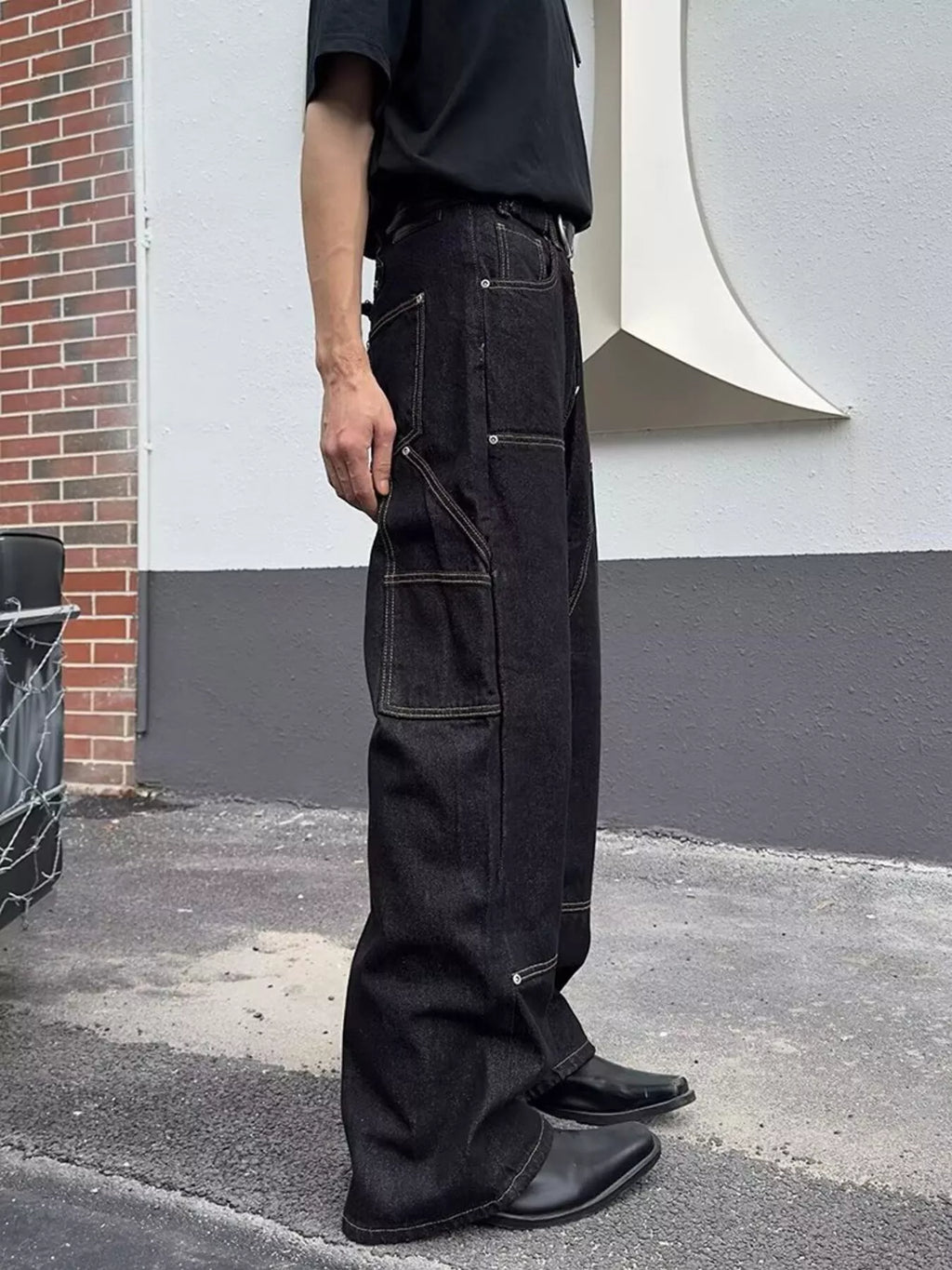Men's Full Size Vintage Wash Wide Leg Jeans Plus Size