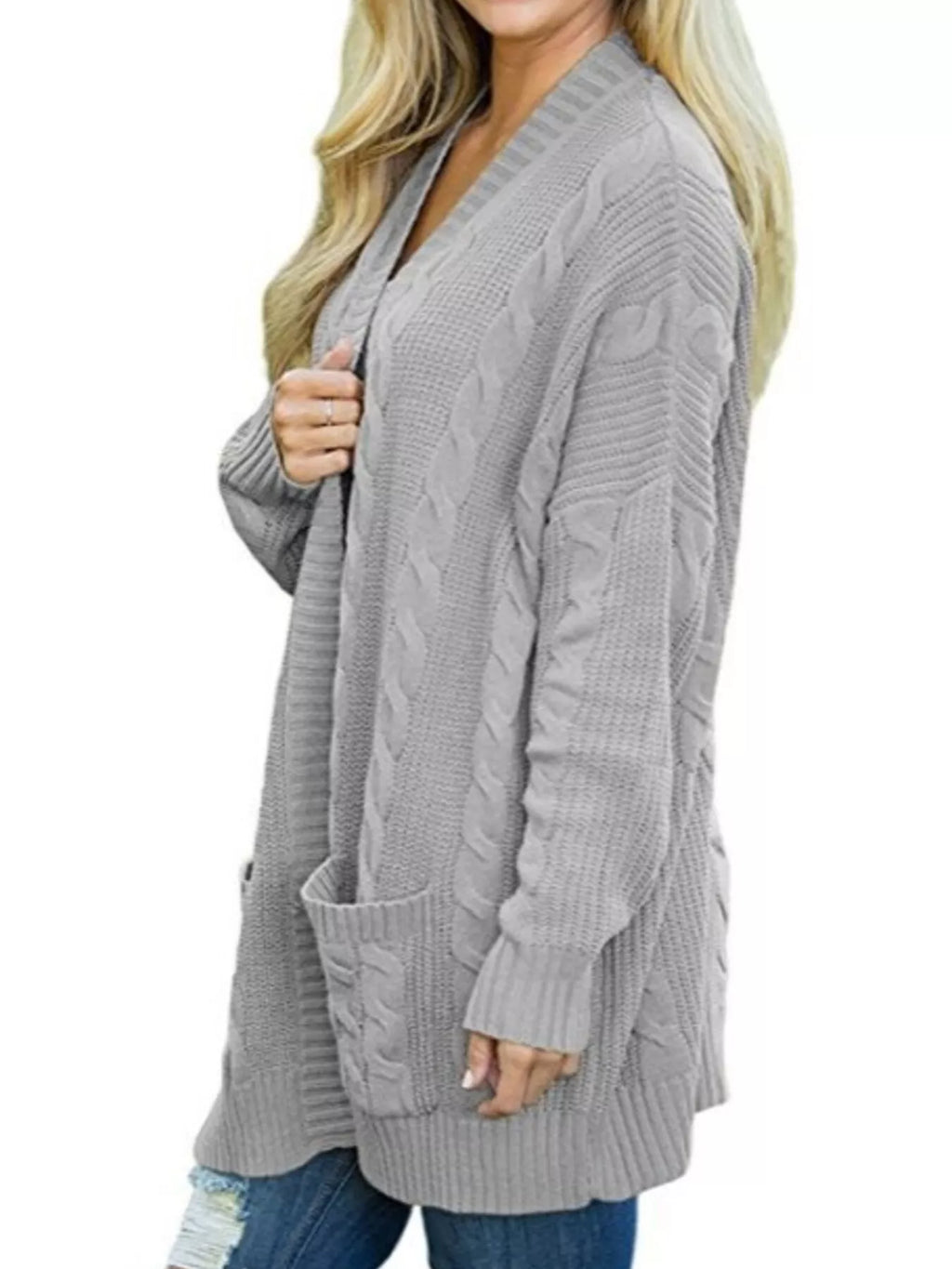 Full Size Chunky Knit Open Front Cardigan Plus Size