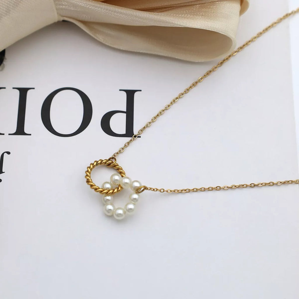 18K Gold-Plated Pearl Twisted Pendant Necklace