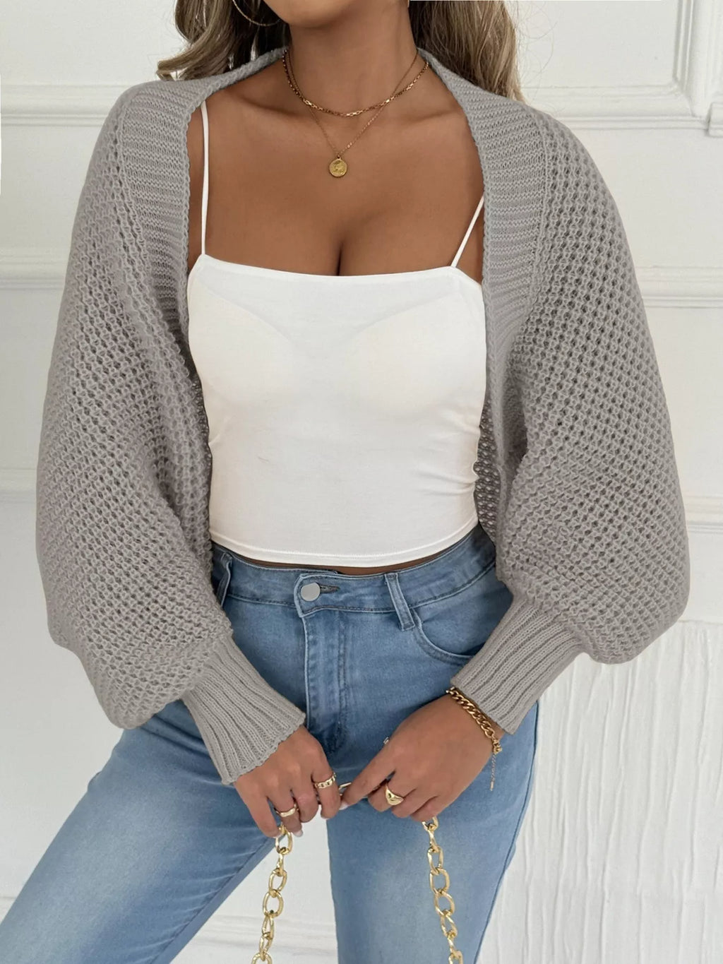 Open Front Batwing Sleeve Cardigan
