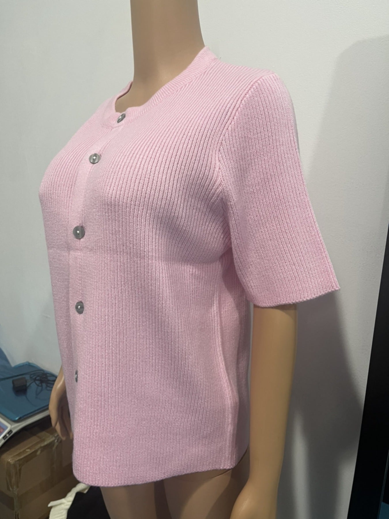 Short Sleeve Button-Down Cardigan