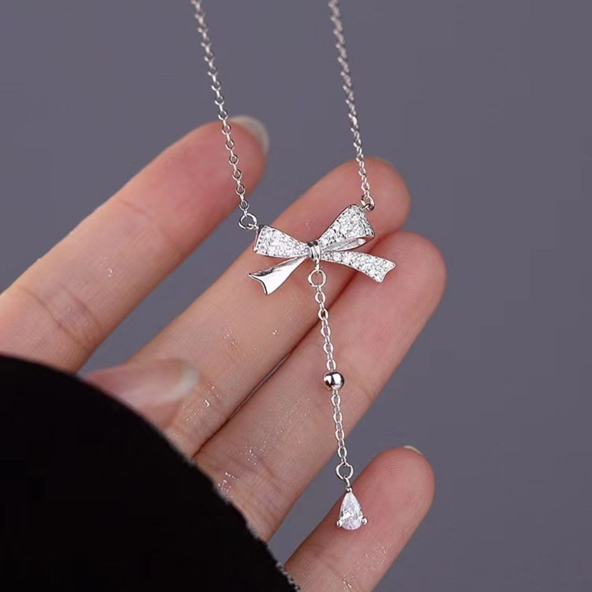 925 Sterling Silver Bow Pendant Necklace