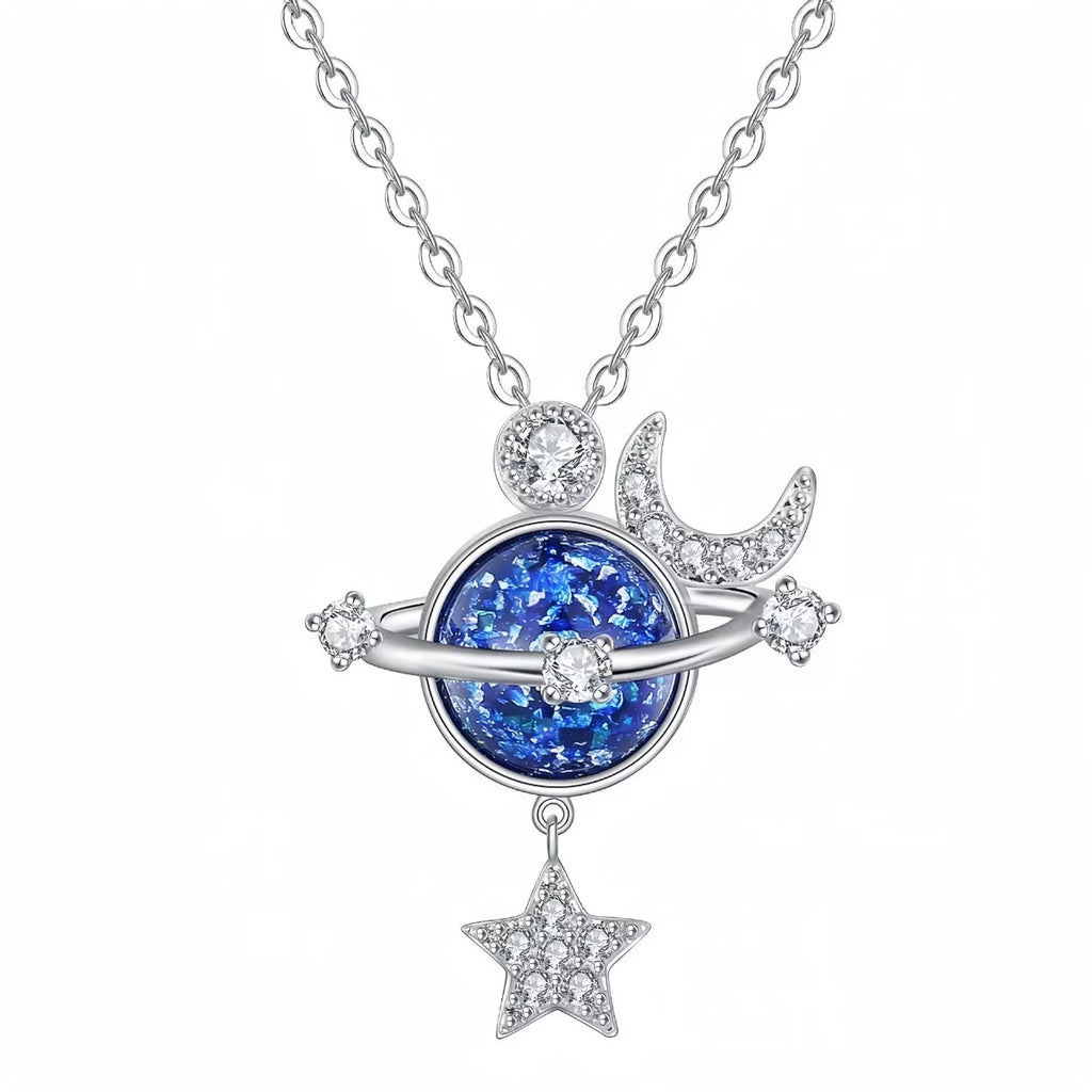 925 Sterling Silver Planet Pendant Necklace