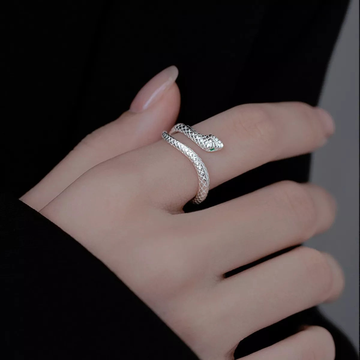 925 Sterling Silver Snake Bypass Ring