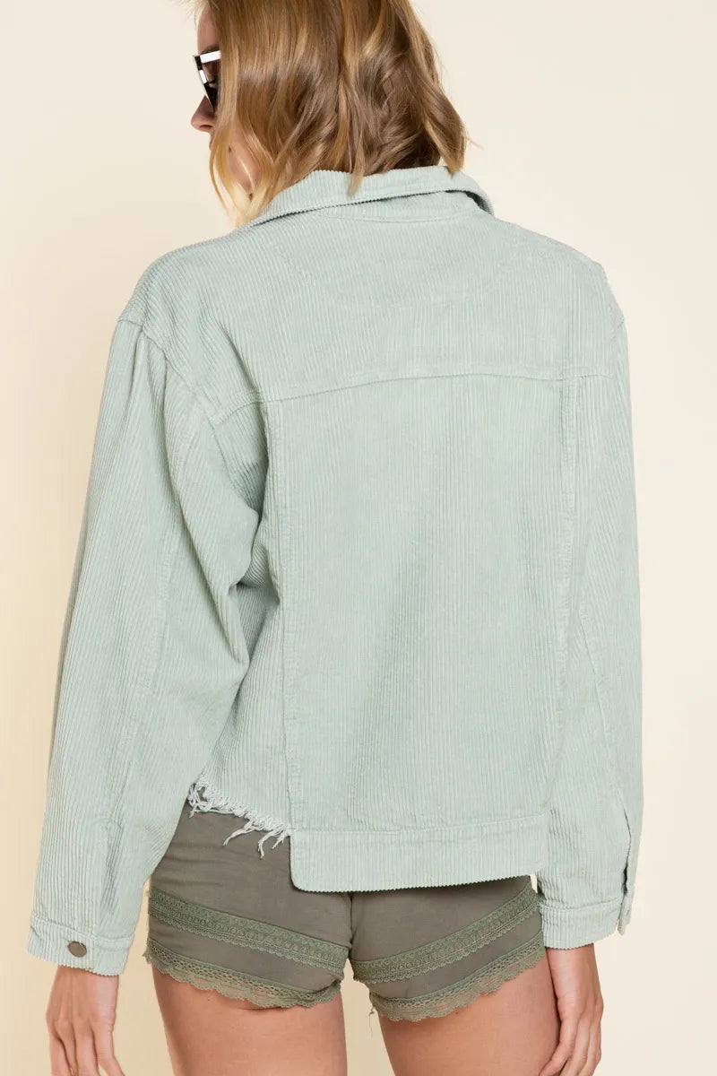 POL Button Down Corduroy Trucker Jacket