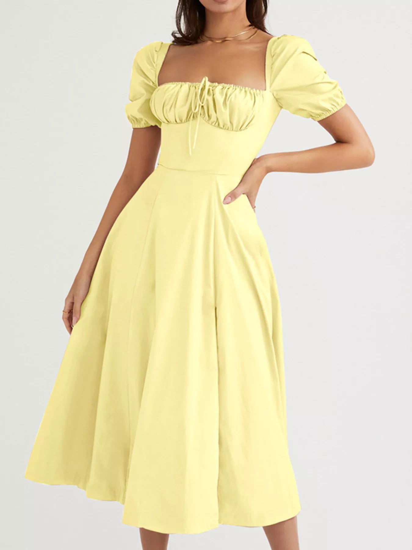 Full Size Slit Short Sleeve Midi Dress Plus Size
