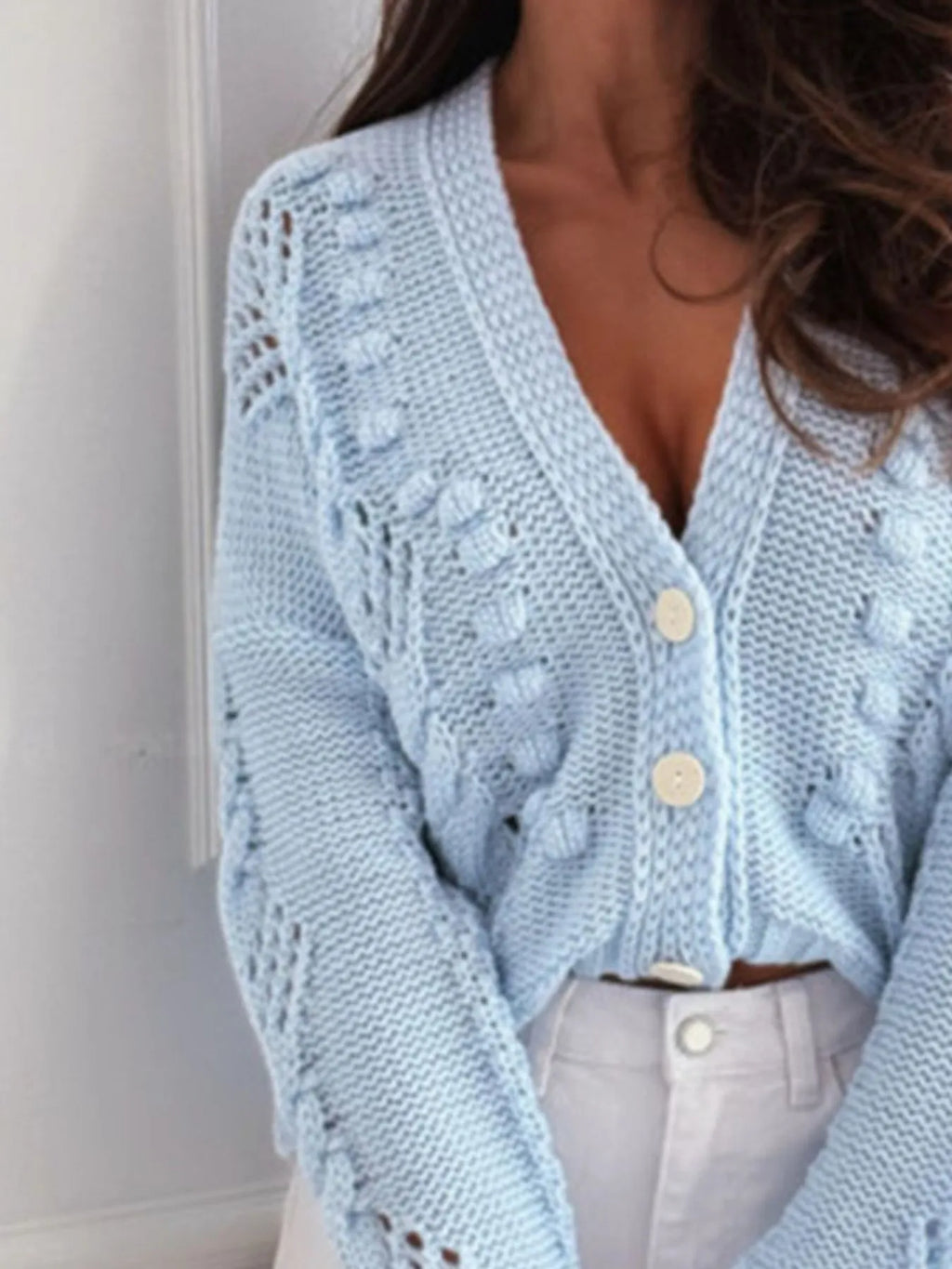 Button Up V-Neck Cardigan