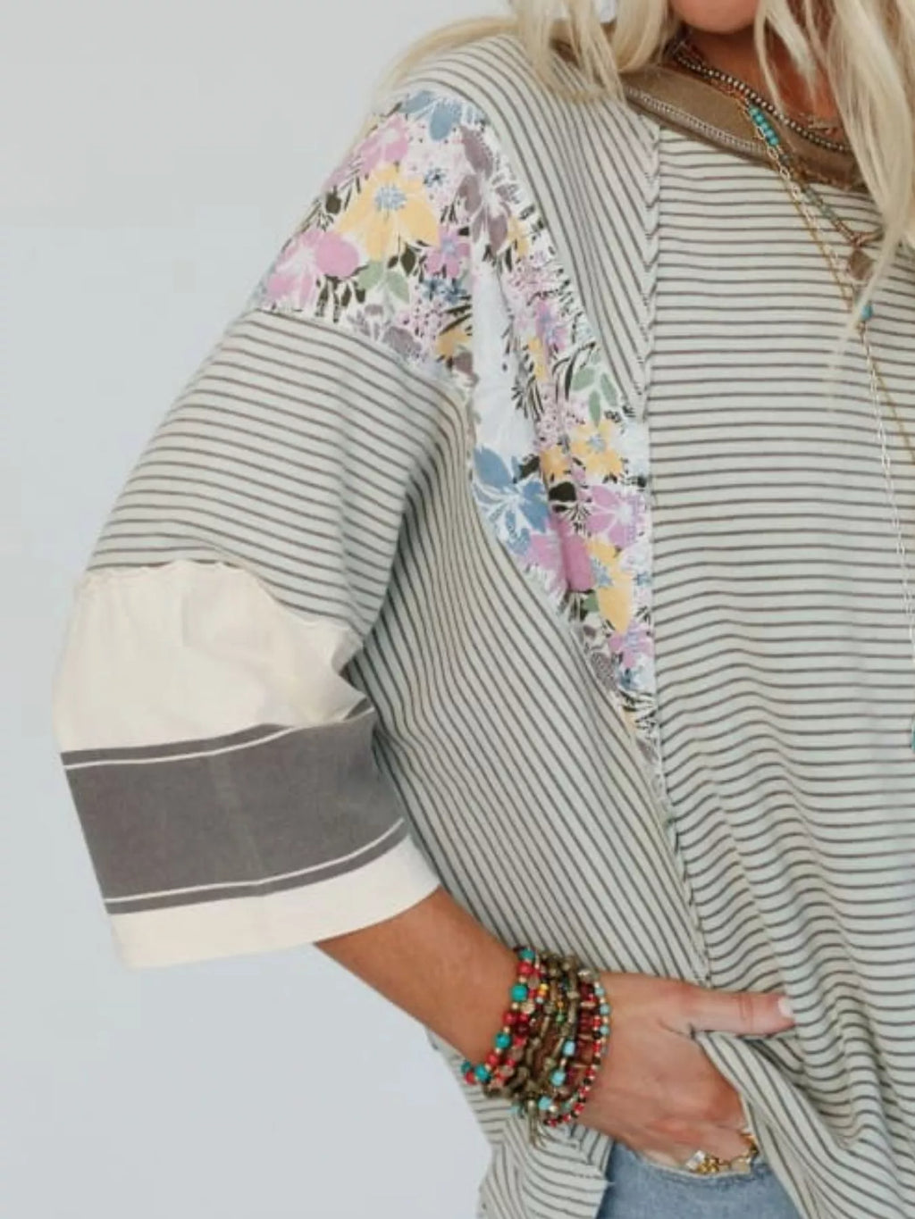 Striped Floral Long Sleeve T-Shirt