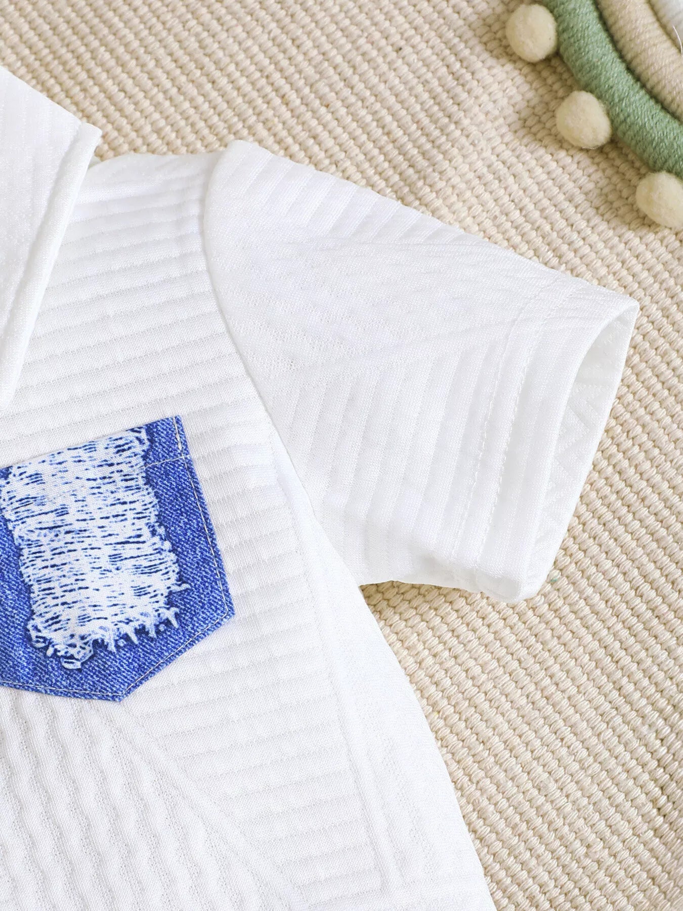 Children's Textured Polo Shirt & Ripped Shorts Set
