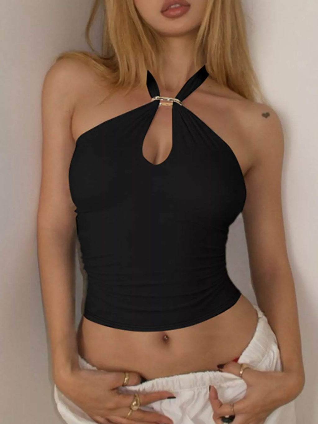 Halter Neck Cami with Keyhole Detail