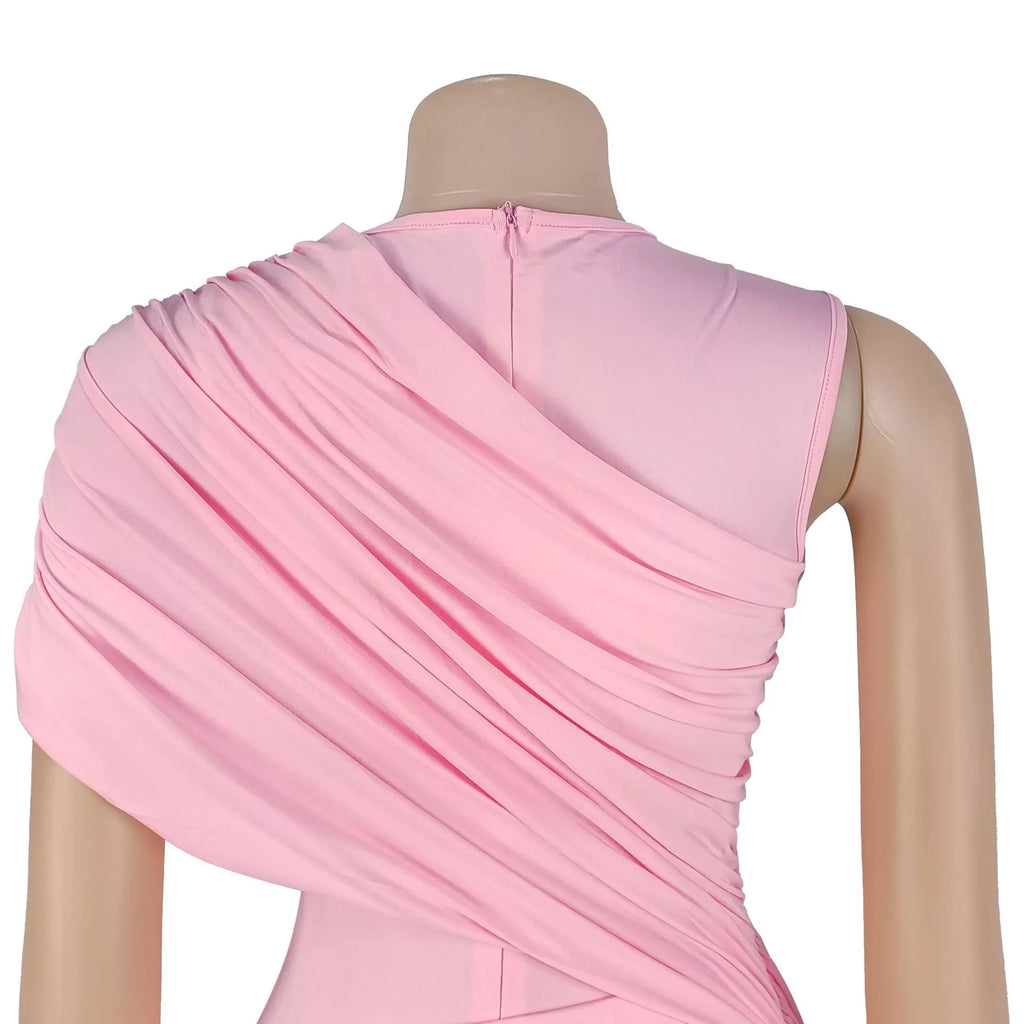 Ruched One-Shoulder Flare Leg Jumpsuit