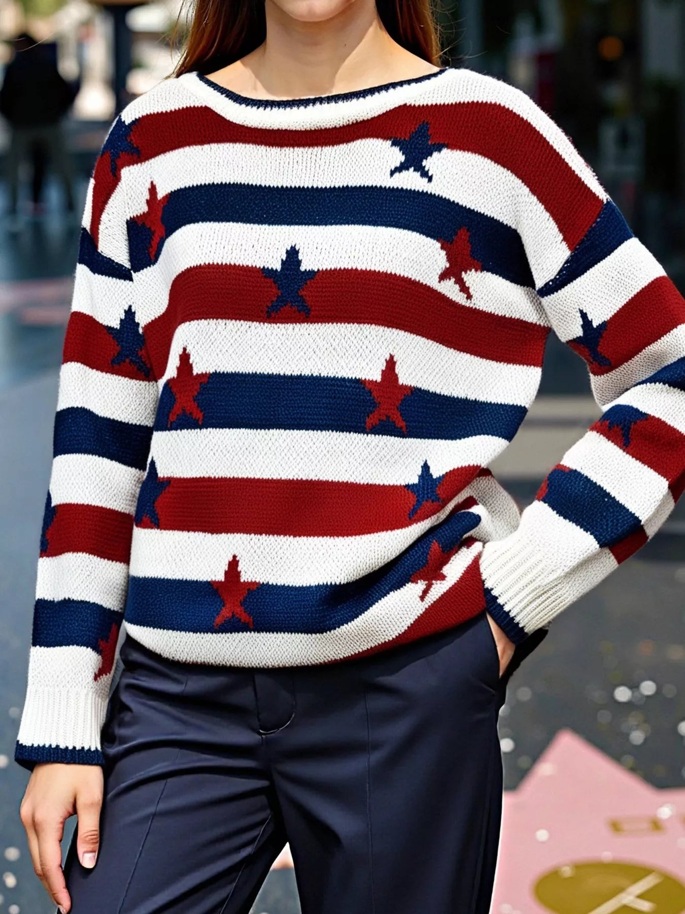 Stars and Stripes Long Sleeve Sweater