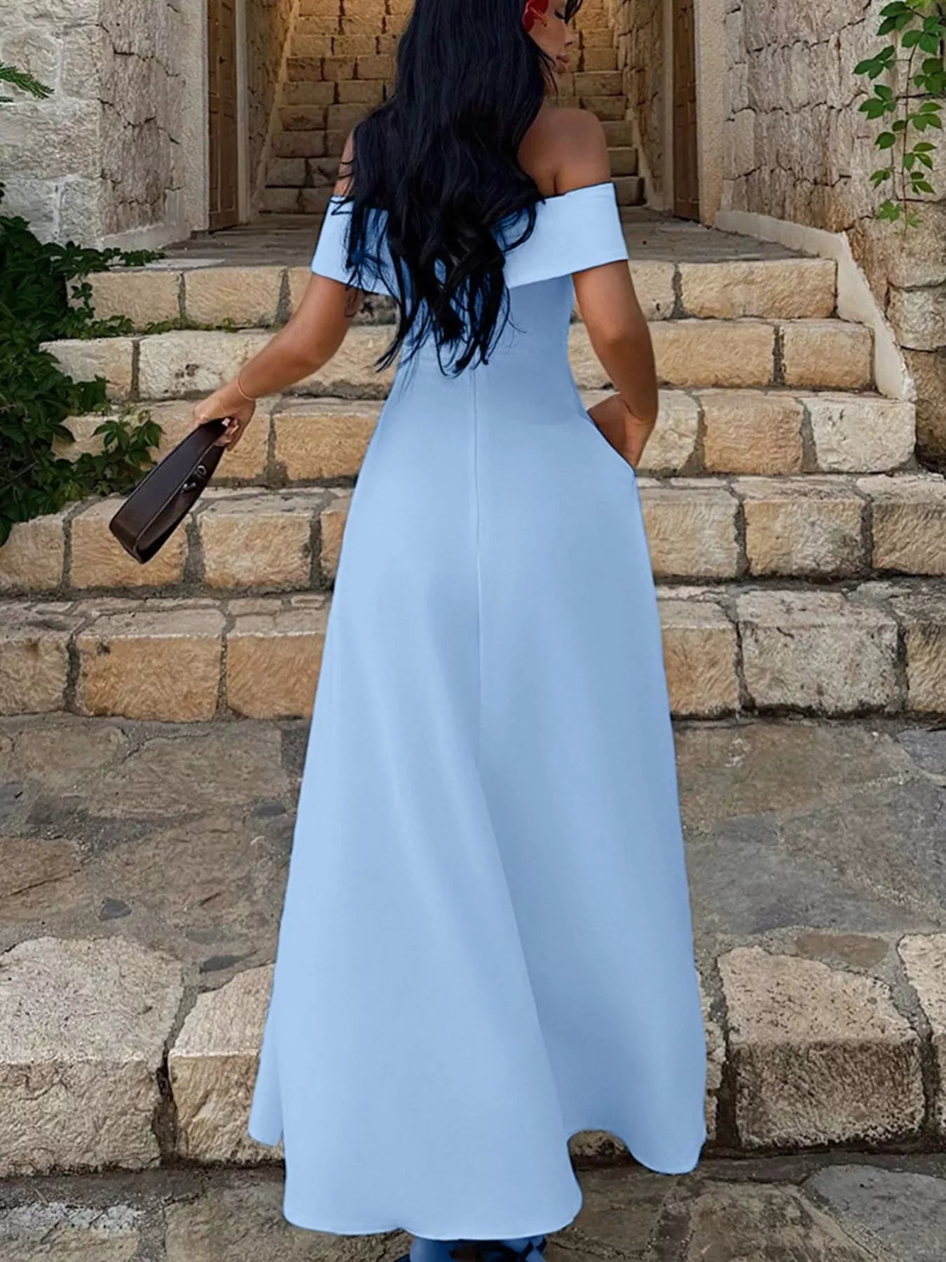 Off-Shoulder A-Line Maxi Dress