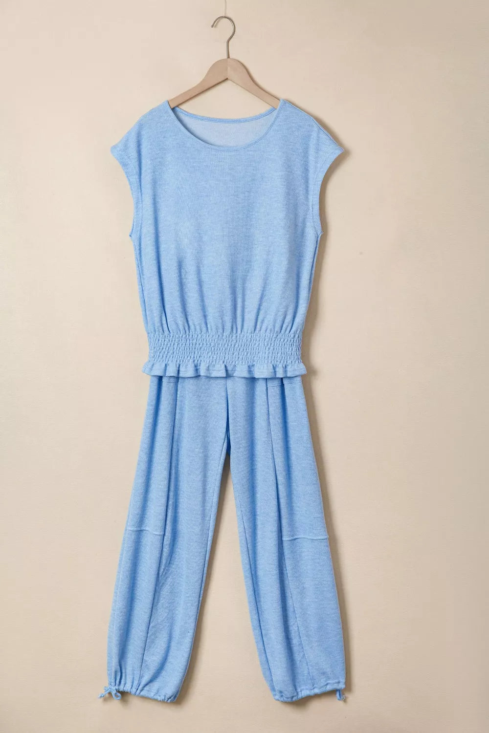 Cap Sleeve Matching Top and Jogger Pants Set
